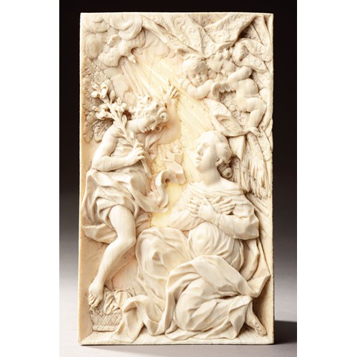 Netherlandish Baroque Ivory Plaque in High Relief